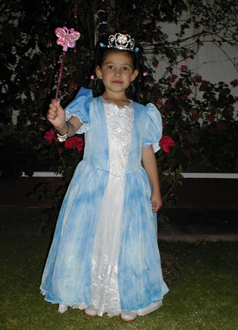 Kamila ready for her theater performance at the French school, October 2004