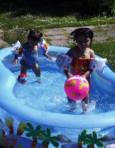 Kamila and Natasha in the pool