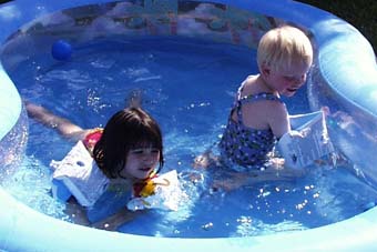 Natasha and Mathilde in the pool