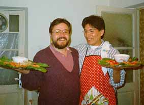 Federico and Osvaldo preparing birthday dinner