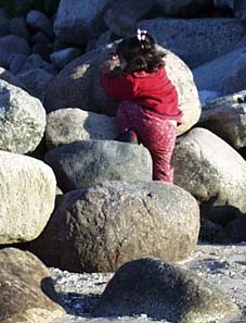 Kamila climbing rocks