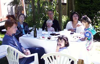 Lykke, Karen, Helle, Mathilde, Dionica, Kamila and Natasha for afternoon tea in the garden