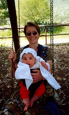 Natasha and Lykke on a swing on Tenerife