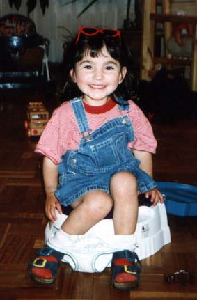 Natasha on her potty the month before she turned three