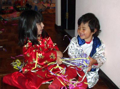 Natasha and Kamila preparing the house for Carnaval